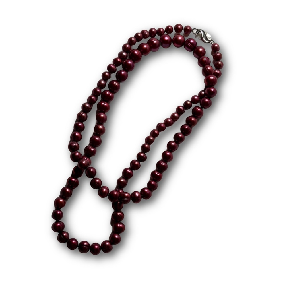 Estate Burgundy Pearl Single Strand Necklace